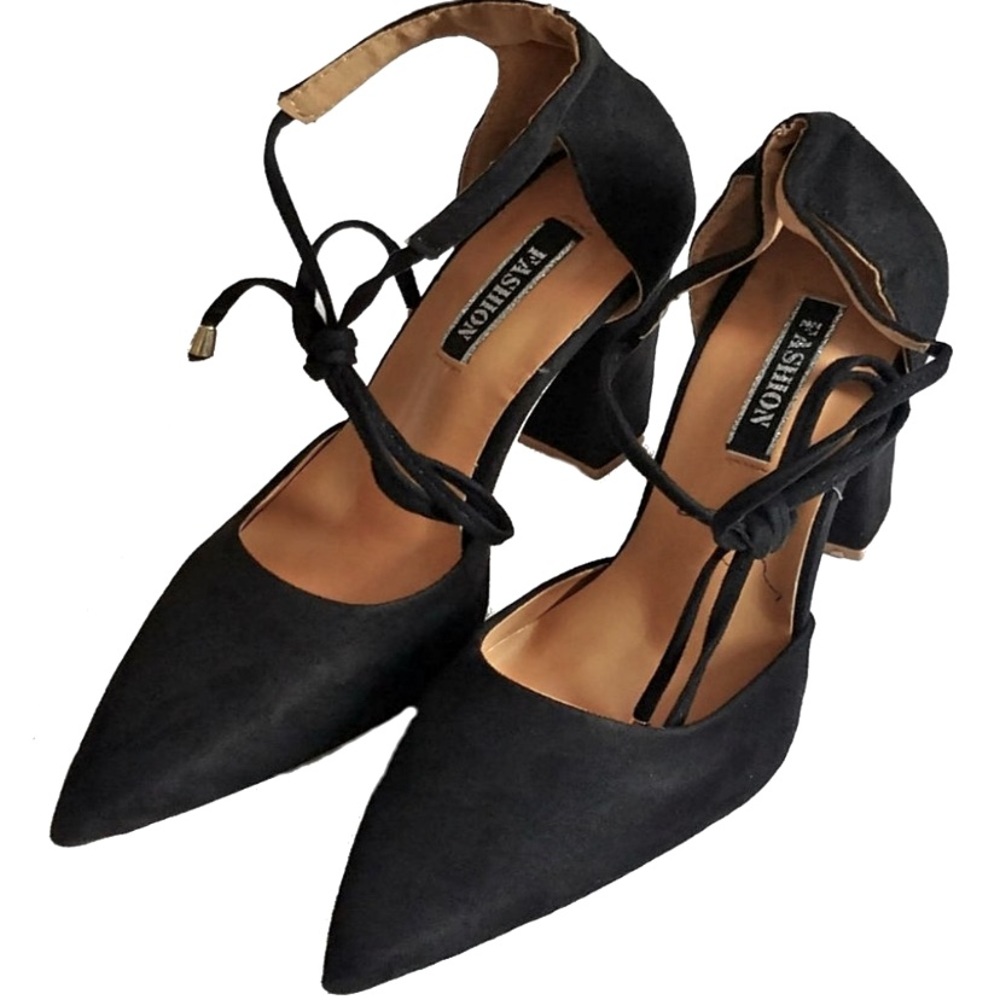 Black Faux Suede Pointy Heels